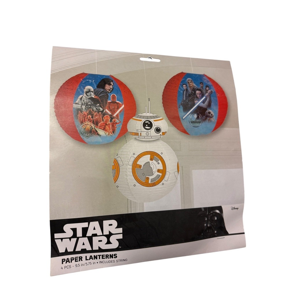 Star Wars Paper Lanterns 4 Pcs Party Decorations BB8 Kylo Rey Chewbacca Trooper
